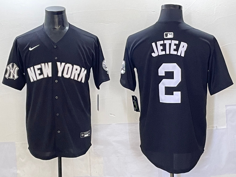 Men 2025 New York Yankees #2 Jeter black Nike MLB Jersey style 725005->new york yankees->MLB Jersey